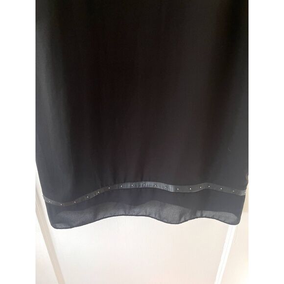 Womens The Kooples Sport Crepe Fake Leather Stud Black Long Sleeve Dress Medium - Picture 6 of 6